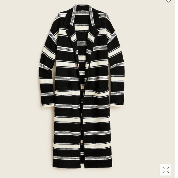 J. Crew Sweaters - J. Crew Long Sweater Coat in Black White Stripe M/L